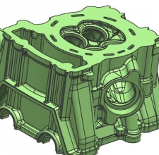 一套复杂的低压铸造模具设计3D图档下载（摩托车气缸头）